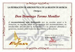 Reconocimiento a Domingo Tormo Monllor